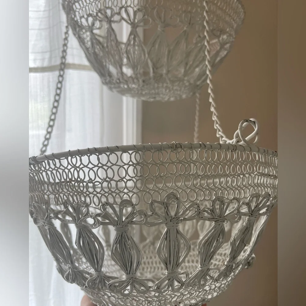 Woven Wire Tripple Hanging Basket Rattan Look